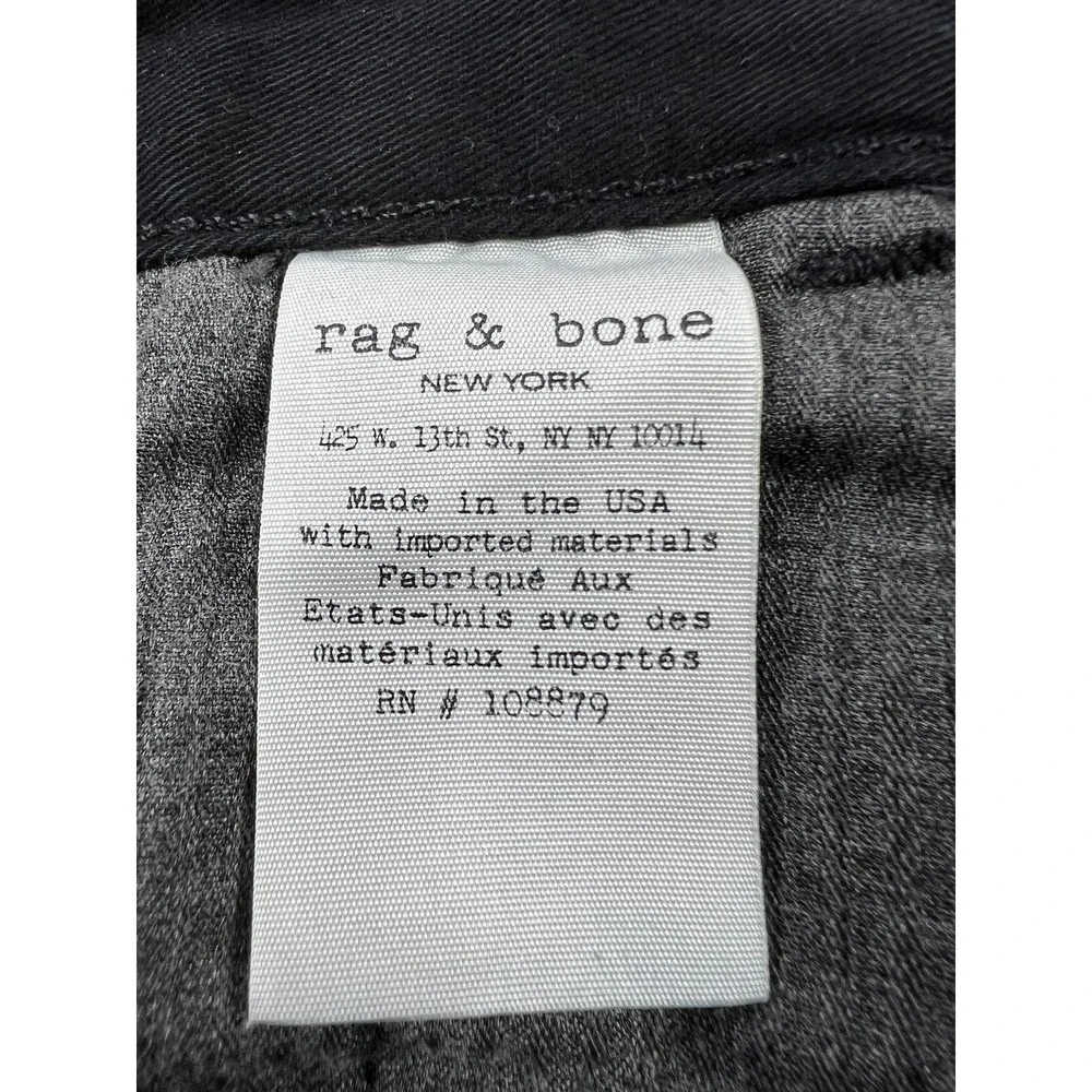 Rag & Bone Mens 34x34 Black Linen Cotton Slim Fit Chino Pants M1723E512BLA